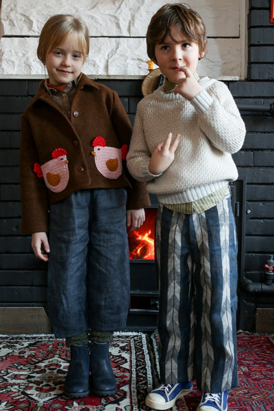 【Kalinka】Nikabrik Linen Pants Grey Chevron パンツ 2y,4y（Sub Image-2） | Coucoubebe/ククベベ
