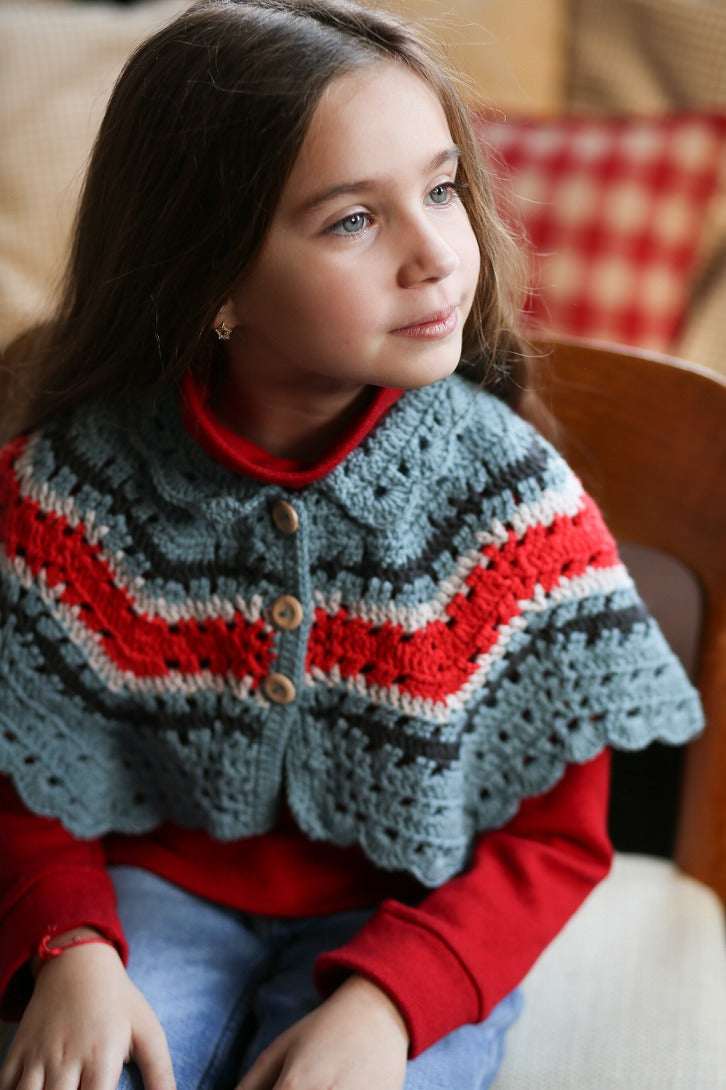 【Kalinka】Jill Pole Capelet Blue Mist/Poppy ケープ  | Coucoubebe/ククベベ
