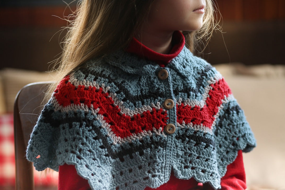 【Kalinka】Jill Pole Capelet Blue Mist/Poppy ケープ  | Coucoubebe/ククベベ