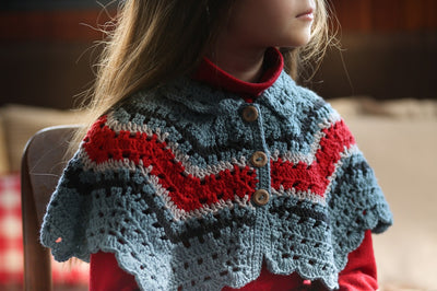 【Kalinka】Jill Pole Capelet Blue Mist/Poppy ケープ（Sub Image-3） | Coucoubebe/ククベベ