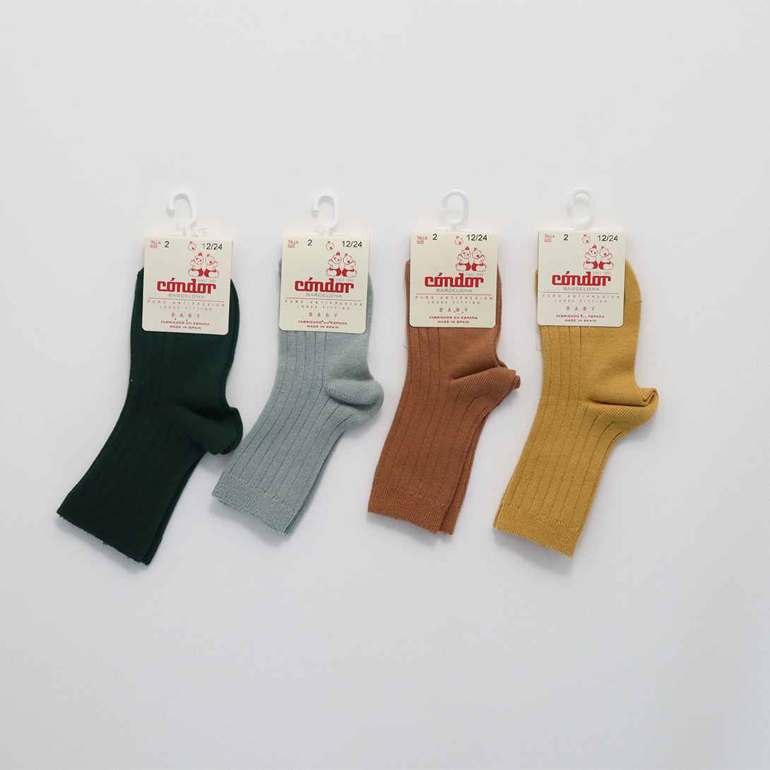 【cóndor】Basic rib short socks　リブショートソックス　Mostaza,Canela,Verde Botella  | Coucoubebe/ククベベ