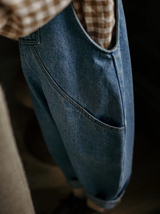 THE SIMPLE FOLK】The Oversized Denim Dungaree light denim