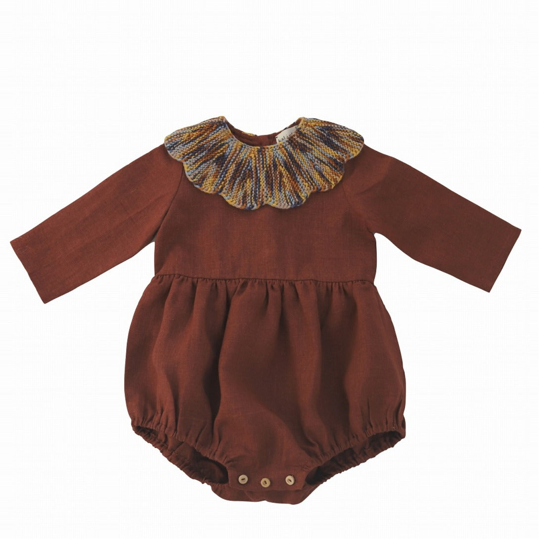 【Kalinka】Cordelia Romper Chestnut / Marshmallow  ロンパース 12m,18m,2y  | Coucoubebe/ククベベ