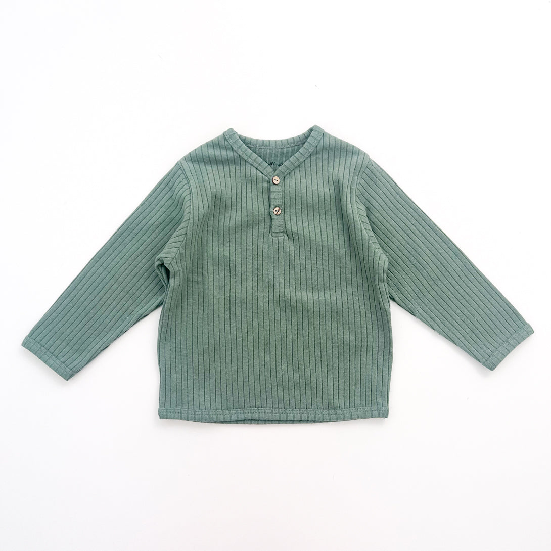 【PLAY UP】【40%OFF】Ribbed jersey knit T-shirt khaki 長袖リブTシャツ 12m,18m,24m,36m  | Coucoubebe/ククベベ