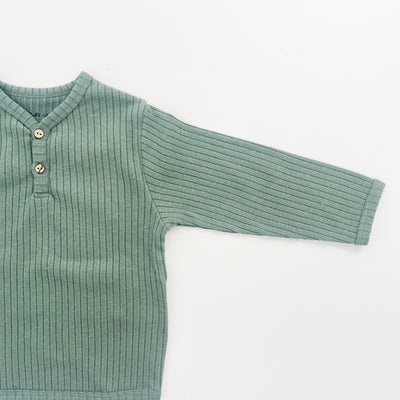 【PLAY UP】【40%OFF】Ribbed jersey knit T-shirt khaki 長袖リブTシャツ 12m,18m,24m,36m（Sub Image-2） | Coucoubebe/ククベベ