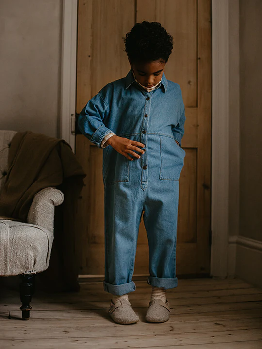 【THE SIMPLE FOLK】The Denim Boiler Suit light denim ボイラースーツ 18-24m,2-3y,3-4y,4-5y  | Coucoubebe/ククベベ