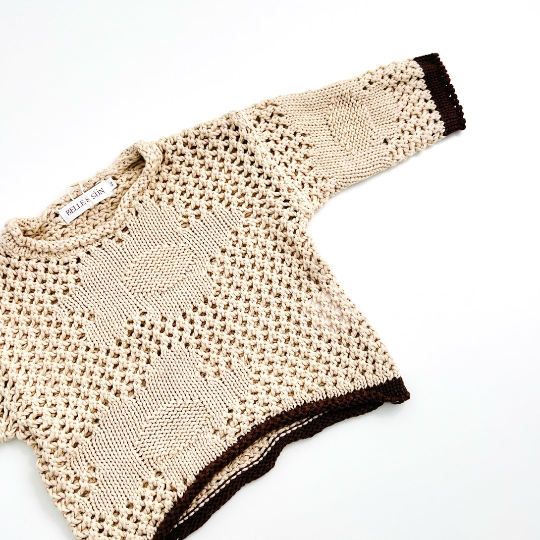 【BELLE&SUN】【30%OFF】Crochet Pullover Oat セーター 1y,2y,3y  | Coucoubebe/ククベベ