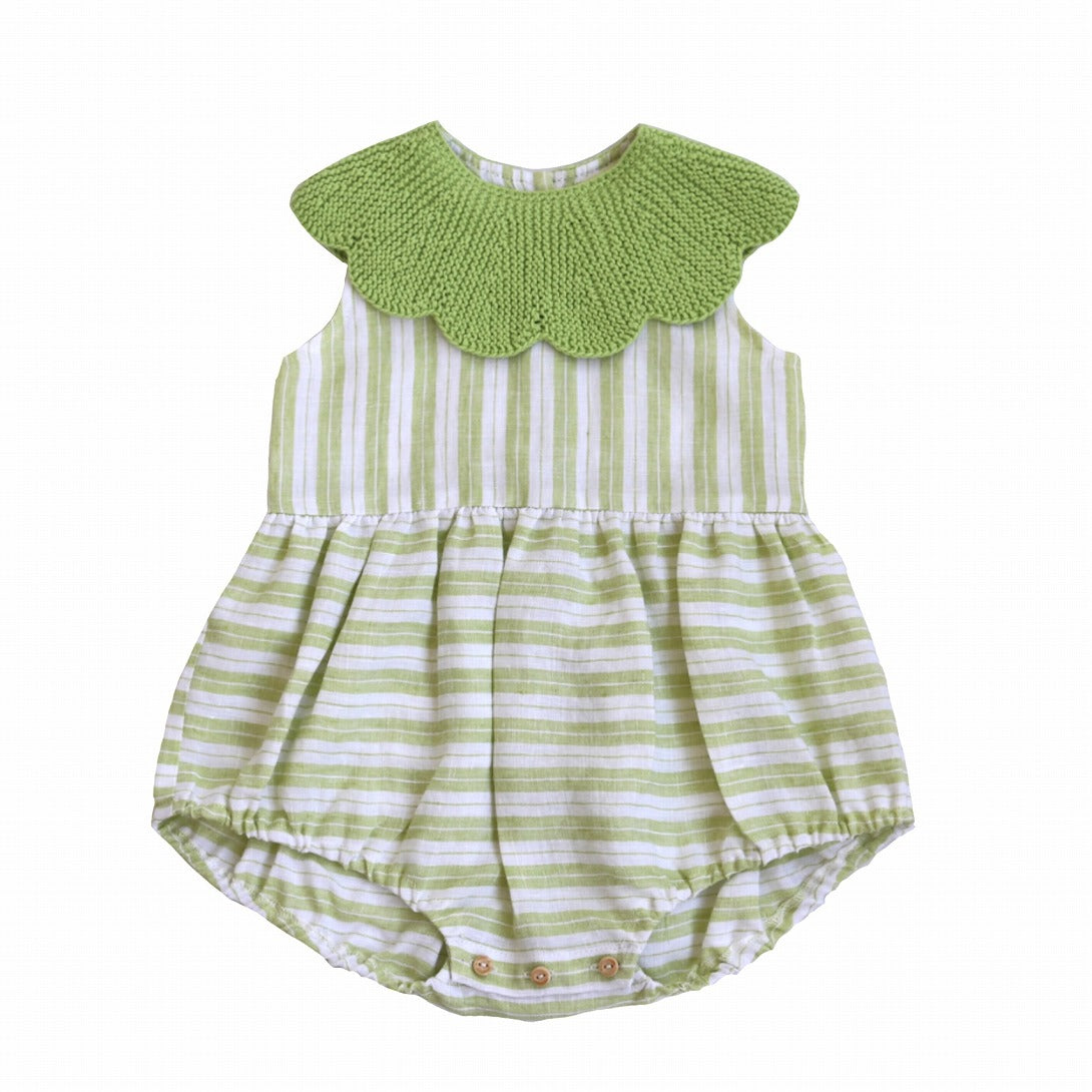 【Kalinka】Cordelia Romper Lime Stripe ロンパース 12m,18m,2y  | Coucoubebe/ククベベ