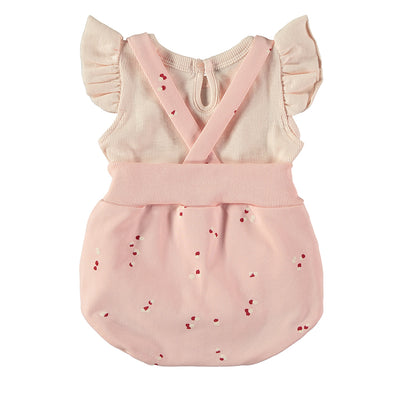 【babyclic】【40％off】Bloomer with suspenders ＋T-shirts  Pink　サスペンダー付きブルマとTシャツのセット　6/9m,9/12m（Sub Image-2） | Coucoubebe/ククベベ