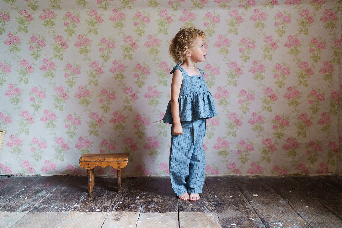 little cotton clothes】Shirley Top Thyme Floral ブラウス 2-3y,4-5y 