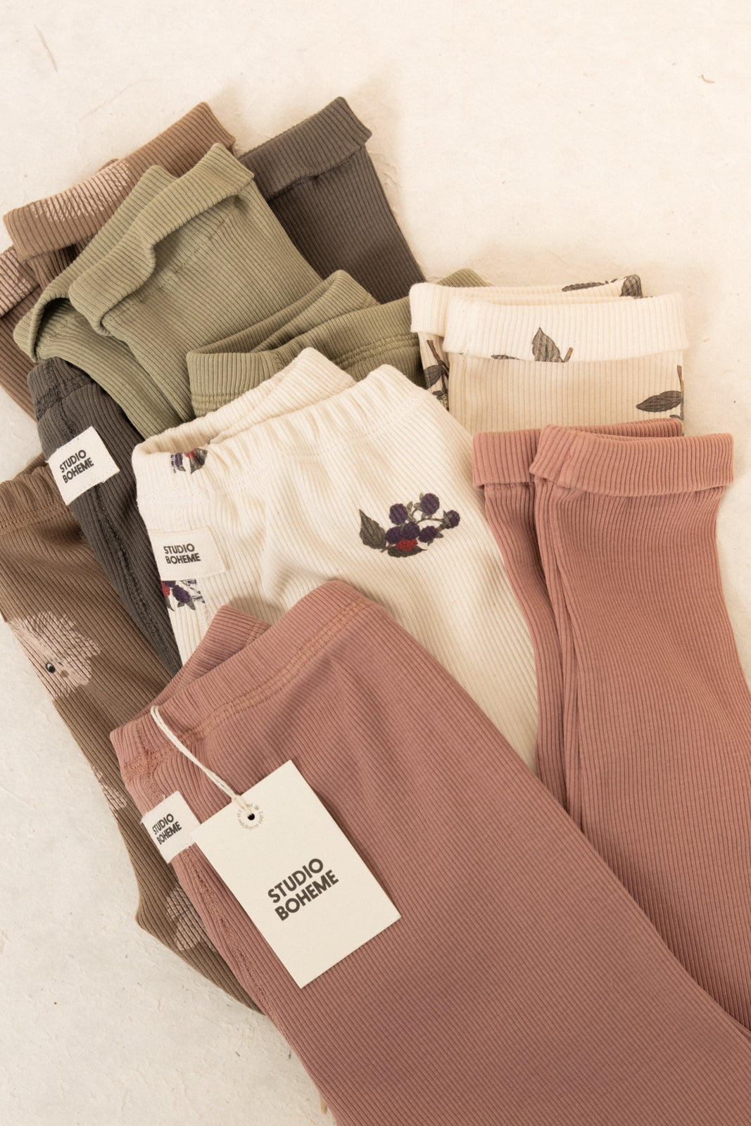 【STUDIO BOHEME】【9月上旬発送】ROM POM LEGGINGS ECRU/BLACKBERRIES レギンス 6m,12m,18m,24m,36m,4y  | Coucoubebe/ククベベ