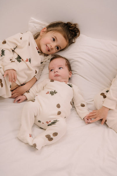 【STUDIO BOHEME】CHUBBY POLAR PYJAMA ECRU-PINE BRANCHES パジャマ 3m,6m,12m（Sub Image-8） | Coucoubebe/ククベベ