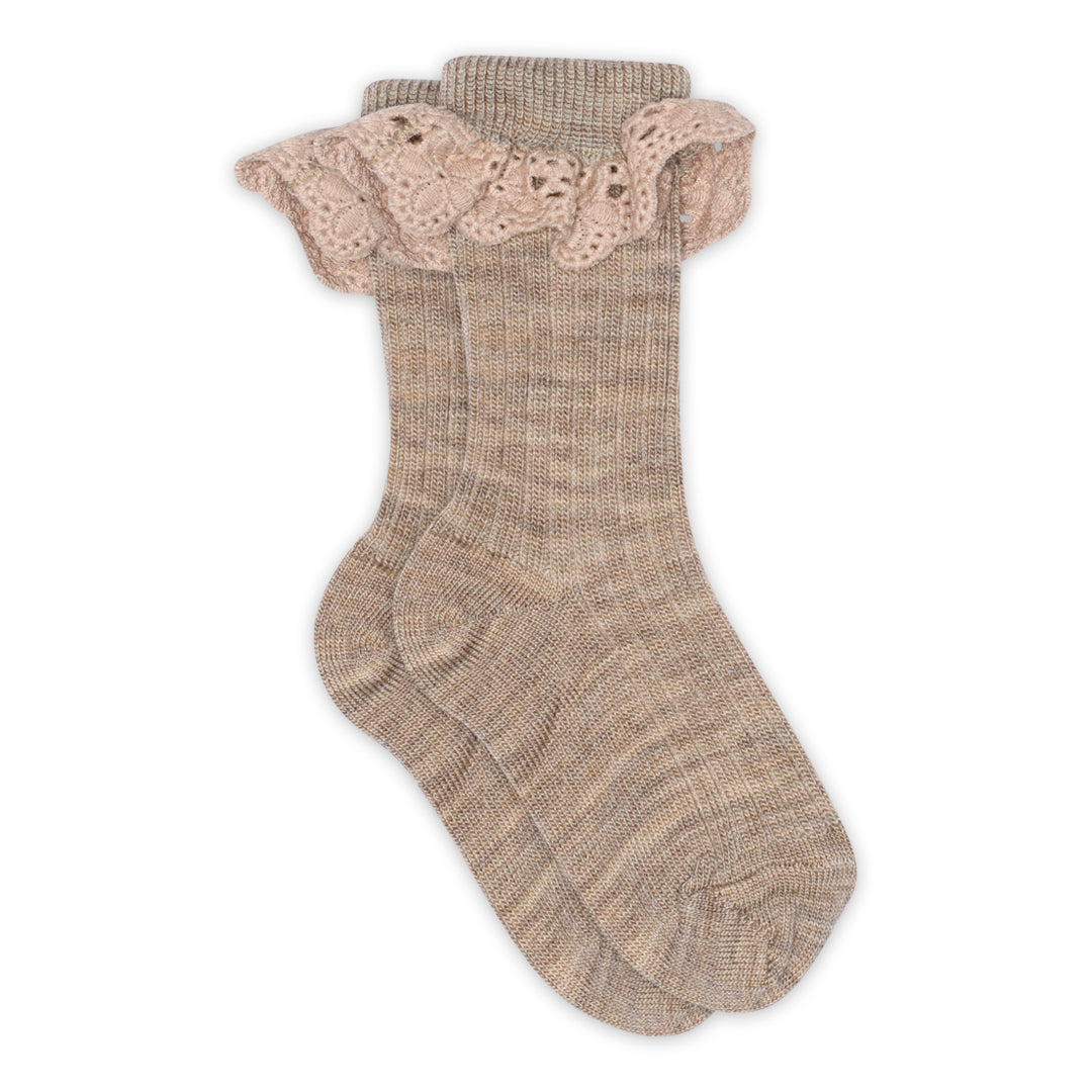 【MP denmark】Lea socks-lace Light Brown Melange 靴下 19/21,22/24,25/28  | Coucoubebe/ククベベ