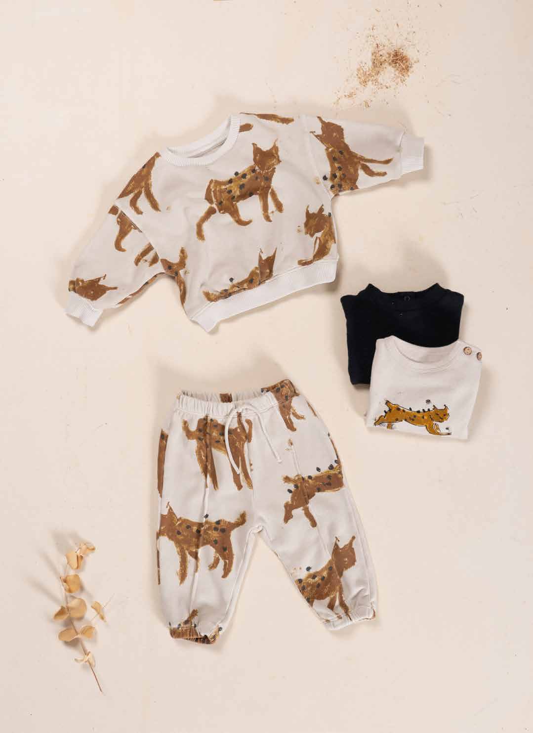 【PLAY UP】Printed Fleece Sweater lynx print スウェット 12m,18m,24m,36m  | Coucoubebe/ククベベ