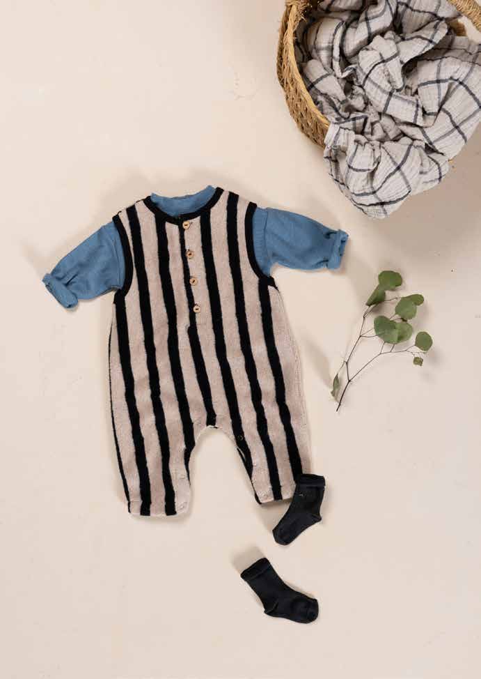 【PLAY UP】Striped Plush Jumpsuit ジャンプスーツ 9m,12m,18m  | Coucoubebe/ククベベ