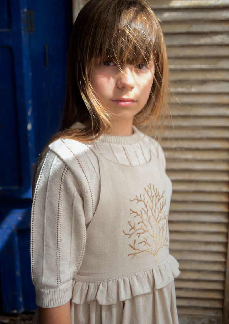 【Popelin】【30%OFF】Beige openwork knit jersey ニットジャージー 12/18m,18/24m  | Coucoubebe/ククベベ