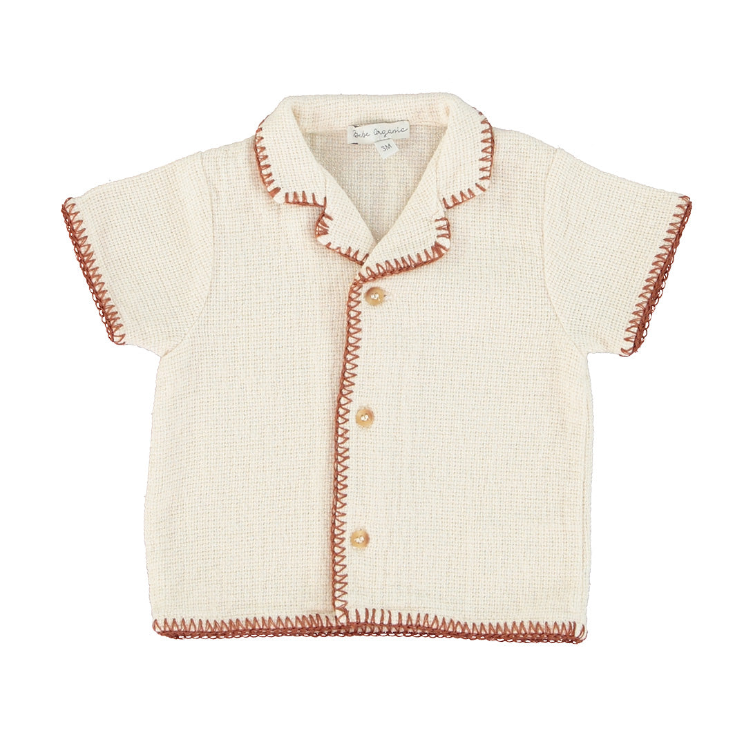 【Bebe Organic】【30%OFF】Luka Baby Shirt Needlepoint 半袖シャツ 12m,18m,24m,36m  | Coucoubebe/ククベベ