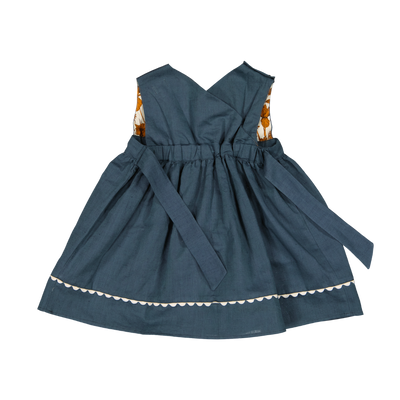 【LOIR Paris】DRESS LUTECE Marine blue linen cotton ワンピース 18m,24m（Sub Image-2） | Coucoubebe/ククベベ