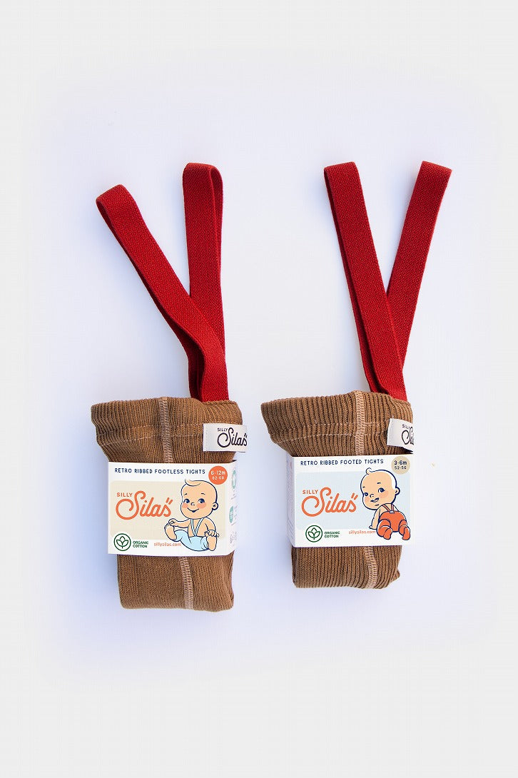【SILLY Silas】Footless Collection Acorn Brown×Maple Leaf レギンス 6-12m,1-2y,2-3y  | Coucoubebe/ククベベ