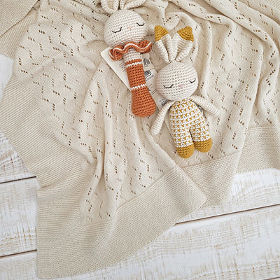 【Babyshower】TRICOT BLANKET BEIGE FOREST  /  ニットブランケット　ベージュ（Sub Image-3） | Coucoubebe/ククベベ
