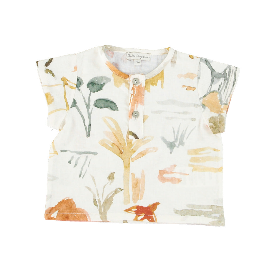 【Bebe Organic】【30%OFF】Marcel Baby Shirt Watercolour 半袖シャツ 12m,18m,24m,3Y  | Coucoubebe/ククベベ
