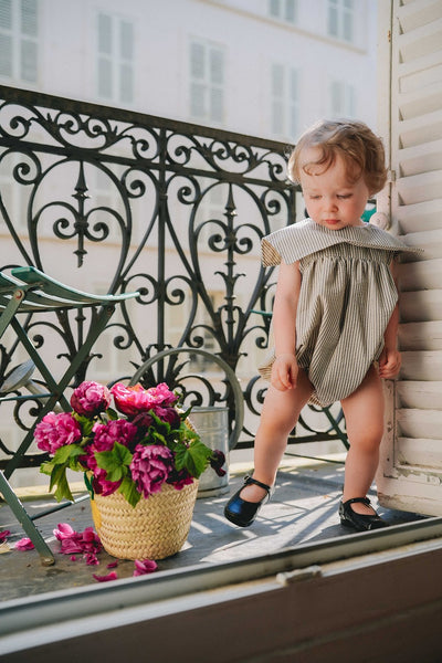 【LOIR Paris】Romper MELCHIOR Thin blue stripes ロンパース 6m,12m,18m,24m（Sub Image-12） | Coucoubebe/ククベベ