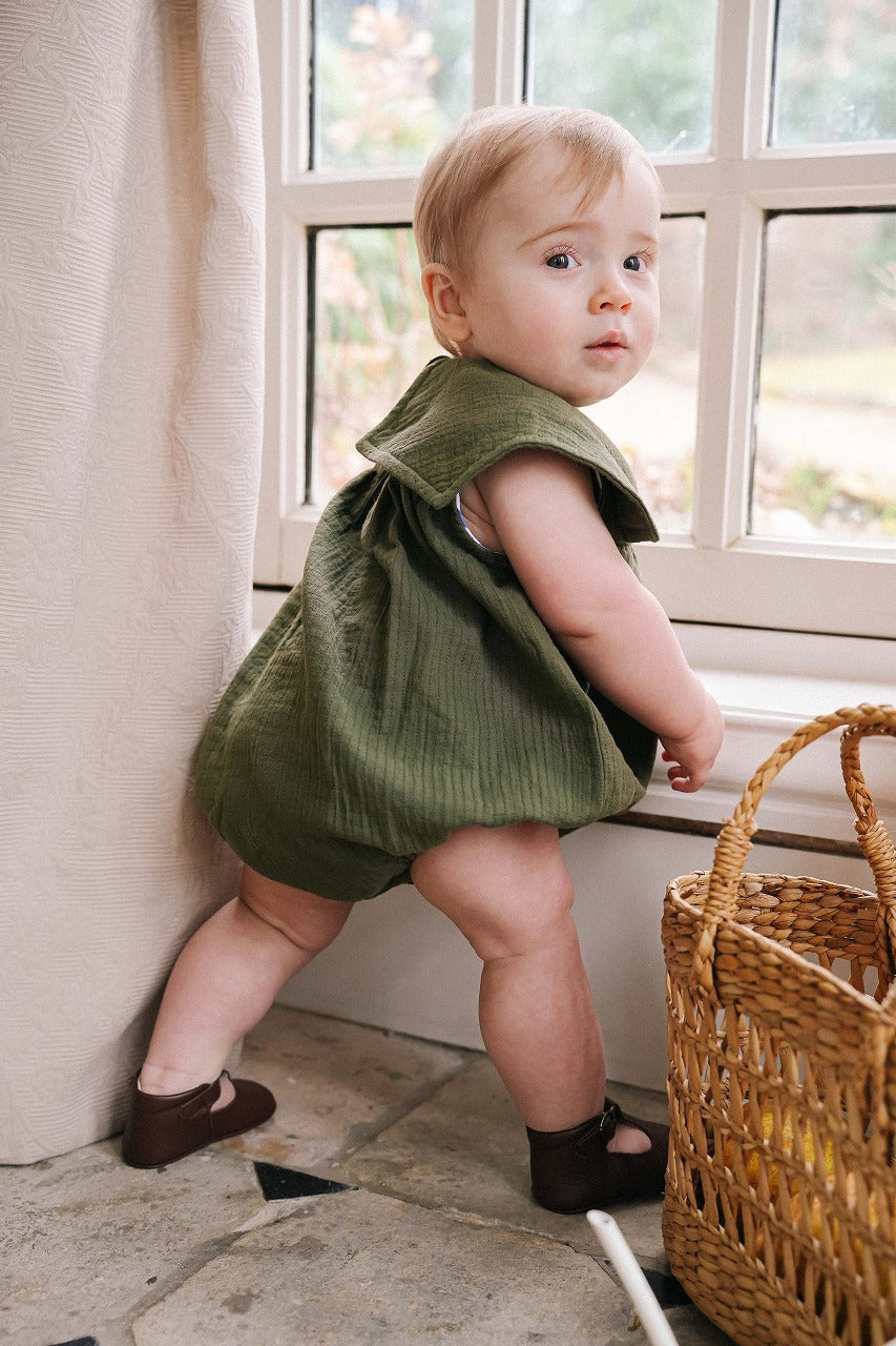 【LOIR Paris】Romper MELCHIOR Green cotton ロンパース 6m,12m,18m  | Coucoubebe/ククベベ