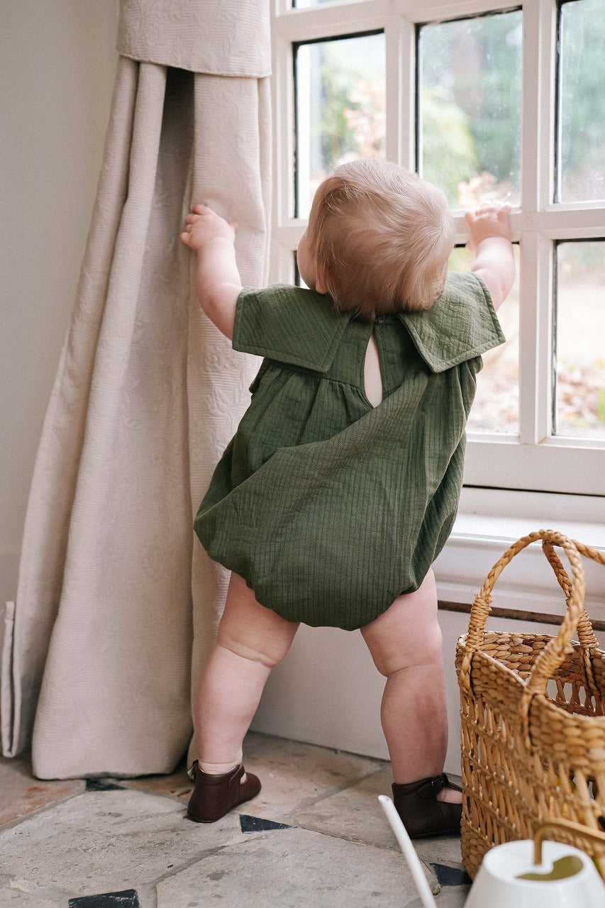 【LOIR Paris】Romper MELCHIOR Green cotton ロンパース 6m,12m,18m  | Coucoubebe/ククベベ