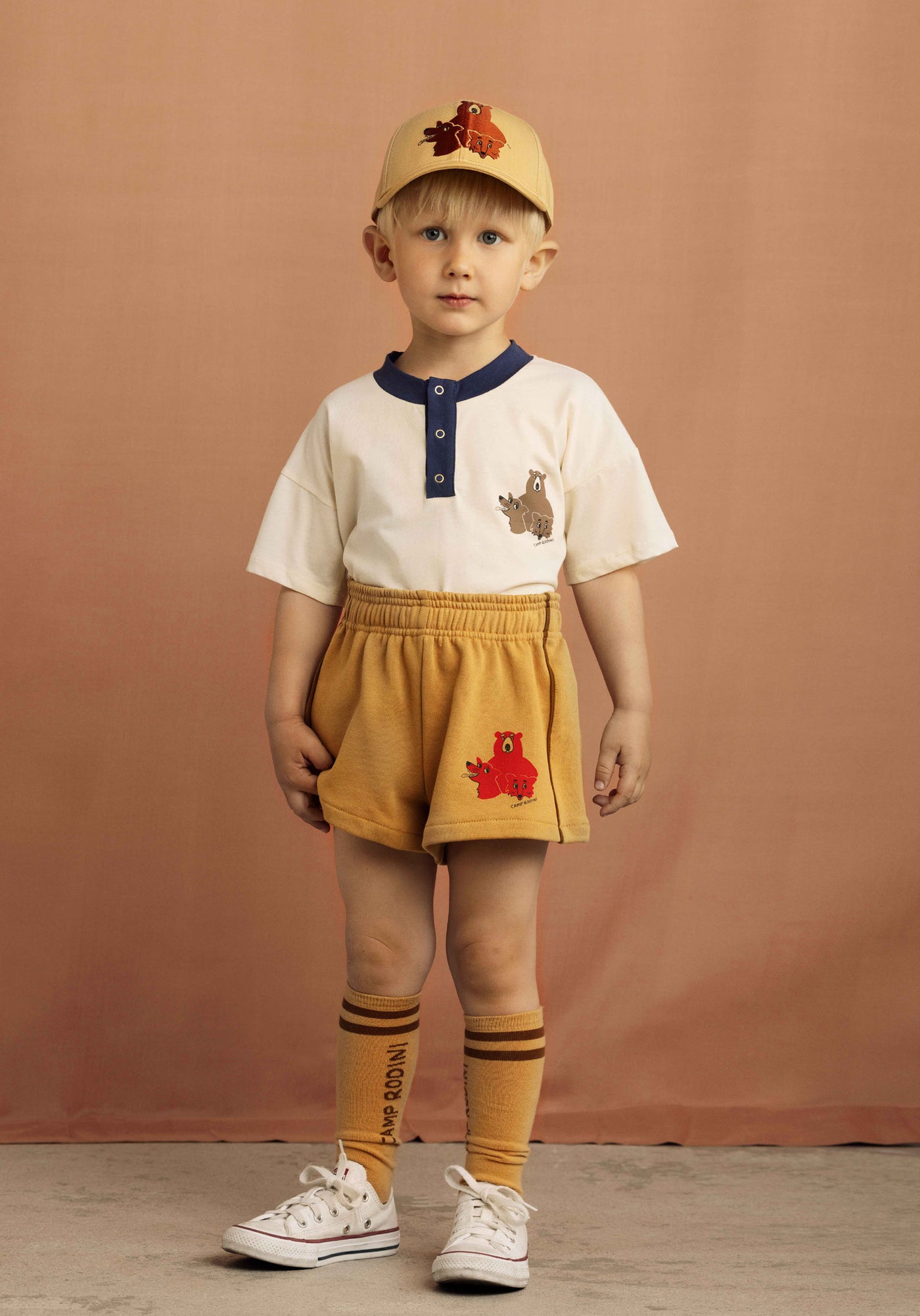 【mini rodini】Camp Rodini sp sweatshorts Beige ショートパンツ 80/86,92/98,104/110  | Coucoubebe/ククベベ