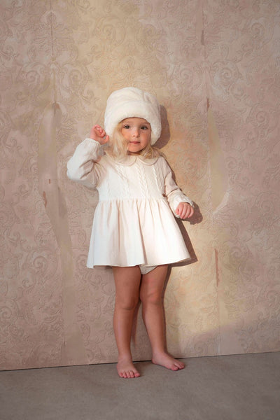 【Popelin】Off-white romper suit with skirt and baby collar ロンパース 9/12m,12/18m,18/24m（Sub Image-4） | Coucoubebe/ククベベ