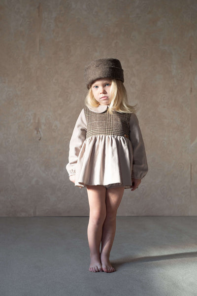 【Popelin】Sand romper suit with skirt and baby collar ロンパース 12/18m,18/24m,2/3y（Sub Image-4） | Coucoubebe/ククベベ