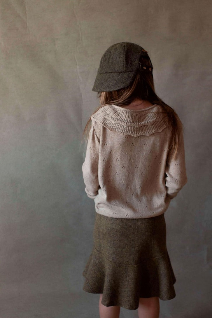 【Popelin】【40%OFF】Beige knitted jersey with double frill collar 襟付きニット 12/18m,18/24m  | Coucoubebe/ククベベ
