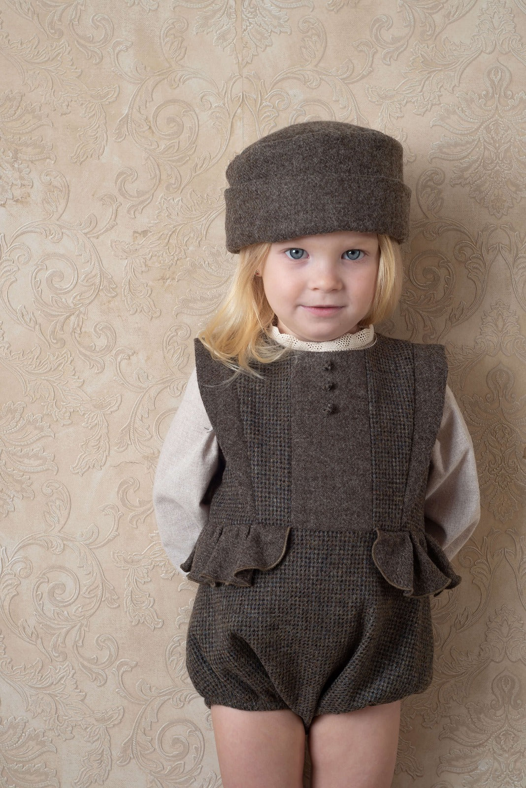 【Popelin】Multi-coloured woollen romper suit with frill ロンパース 12/18m,18/24m,2/3y  | Coucoubebe/ククベベ