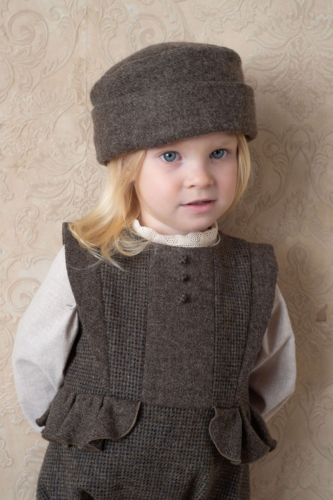 【Popelin】Multi-coloured woollen romper suit with frill ロンパース 12/18m,18/24m,2/3y  | Coucoubebe/ククベベ