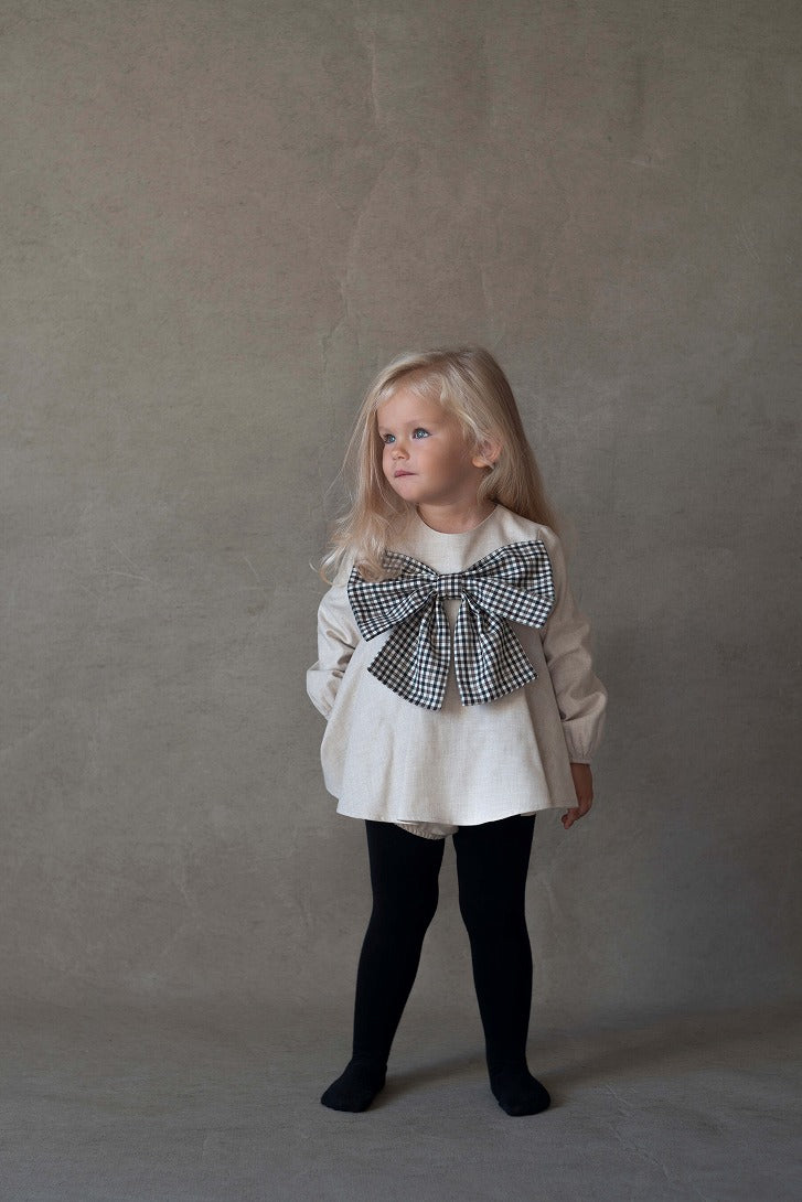 【Popelin】Sand romper suit with bow ロンパース 12/18m,18/24m,2-3y  | Coucoubebe/ククベベ