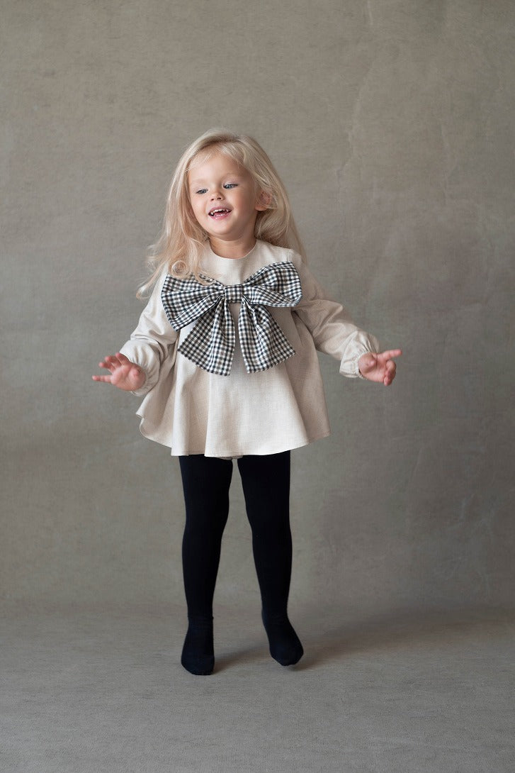 【Popelin】Sand romper suit with bow ロンパース 12/18m,18/24m,2-3y  | Coucoubebe/ククベベ