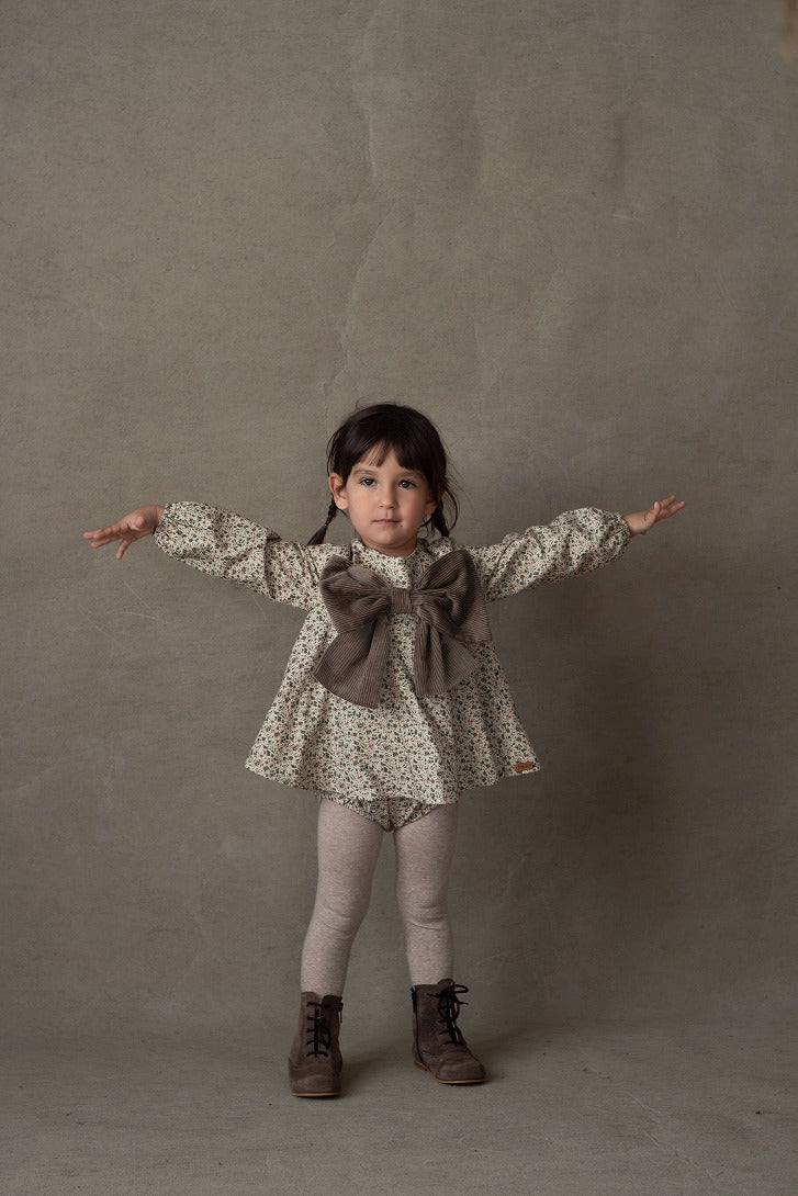 Popelin】Floral print romper suit with bow ロンパース 12/18m,18