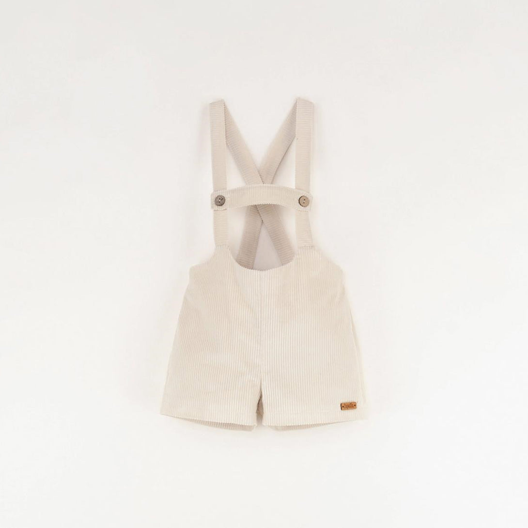 【Popelin】【40%OFF】Off-white short dungarees with straps クロスオーバーストラップパンツ 12/18m,18/24m,2/3Y  | Coucoubebe/ククベベ