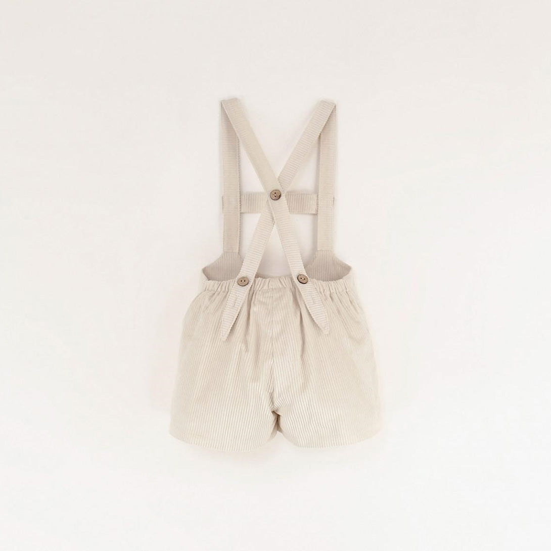 【Popelin】【40%OFF】Off-white short dungarees with straps クロスオーバーストラップパンツ 12/18m,18/24m,2/3Y  | Coucoubebe/ククベベ