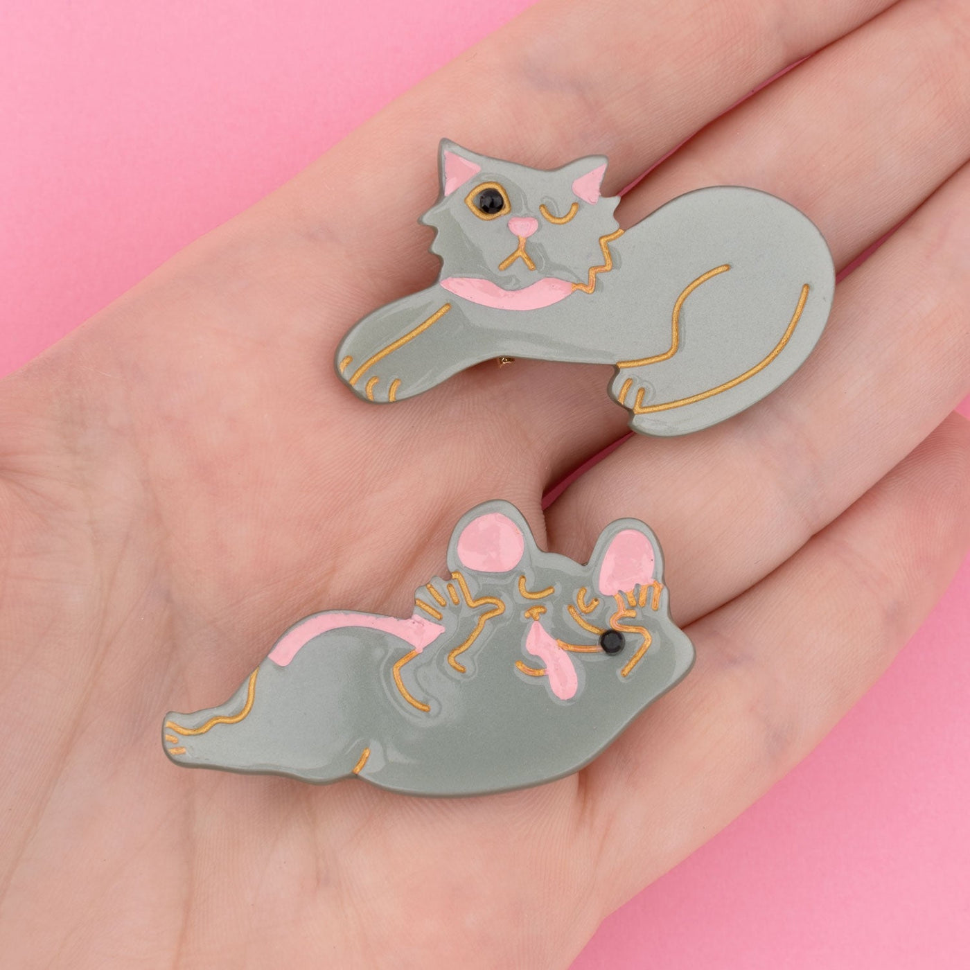 【Coucou Suzette】Mouse & Cat Hair Clips Set ねずみと猫のヘアクリップセット  | Coucoubebe/ククベベ