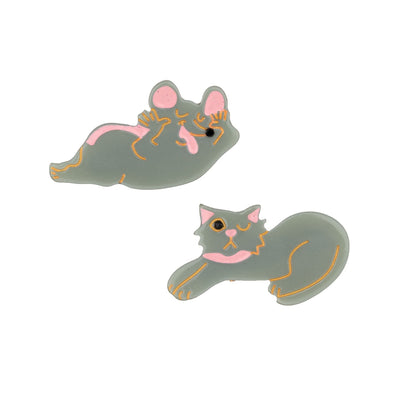 【Coucou Suzette】Mouse & Cat Hair Clips Set ねずみと猫のヘアクリップセット（Sub Image-3） | Coucoubebe/ククベベ