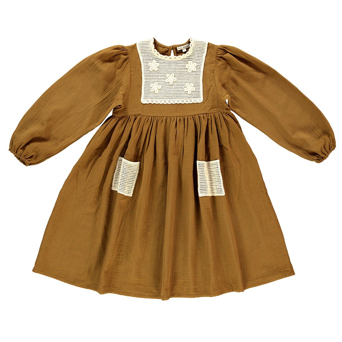 【Bebe Organic】Myla Dress Mustard ワンピース 2Y,4Y  | Coucoubebe/ククベベ