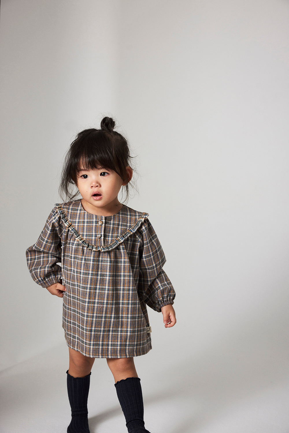 【COZMO】Recycled plaid baby dress Grey ワンピース 18m,24m,36m  | Coucoubebe/ククベベ