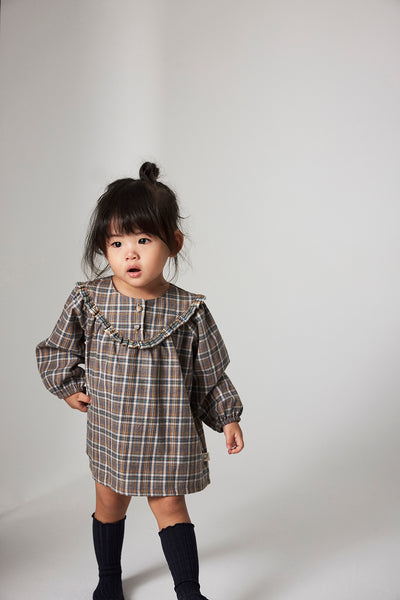 【COZMO】Recycled plaid baby dress Grey ワンピース 18m,24m,36m（Sub Image-3） | Coucoubebe/ククベベ