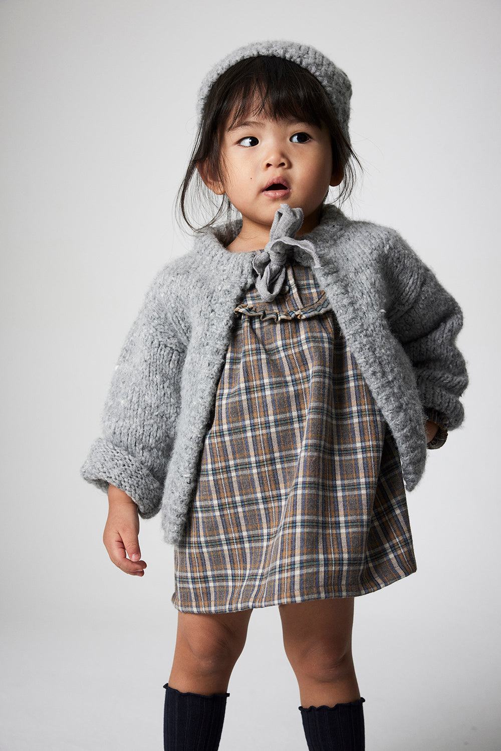 【COZMO】Recycled plaid baby dress Grey ワンピース 18m,24m,36m  | Coucoubebe/ククベベ