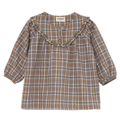 【COZMO】Recycled plaid baby dress Grey ワンピース 18m,24m,36m（Sub Image-1） | Coucoubebe/ククベベ