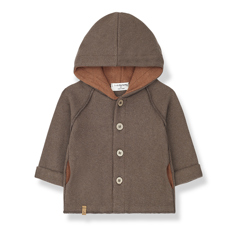 【1＋in the family】【40%OFF】OLIVER earth フード付きカーディガン 18m,24m,36m  | Coucoubebe/ククベベ