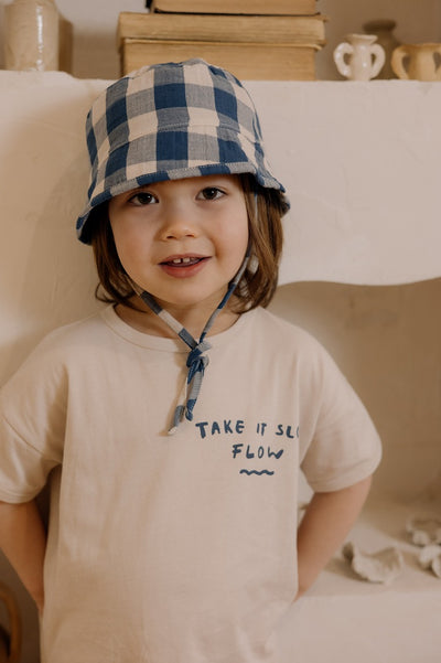 【organic zoo】Pottery Blue Gingham Bucket Sun Hat サンハット 0-12M,1-2Y,2-3Y,3-4Y（Sub Image-4） | Coucoubebe/ククベベ