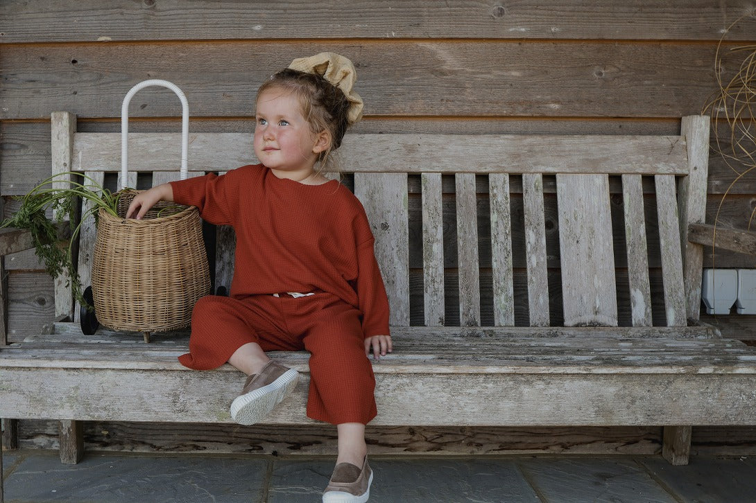 【organic zoo】Paprika Waffle Boxy Sweatshirt スウェット 1-2Y,2-3Y,3-4Y  | Coucoubebe/ククベベ