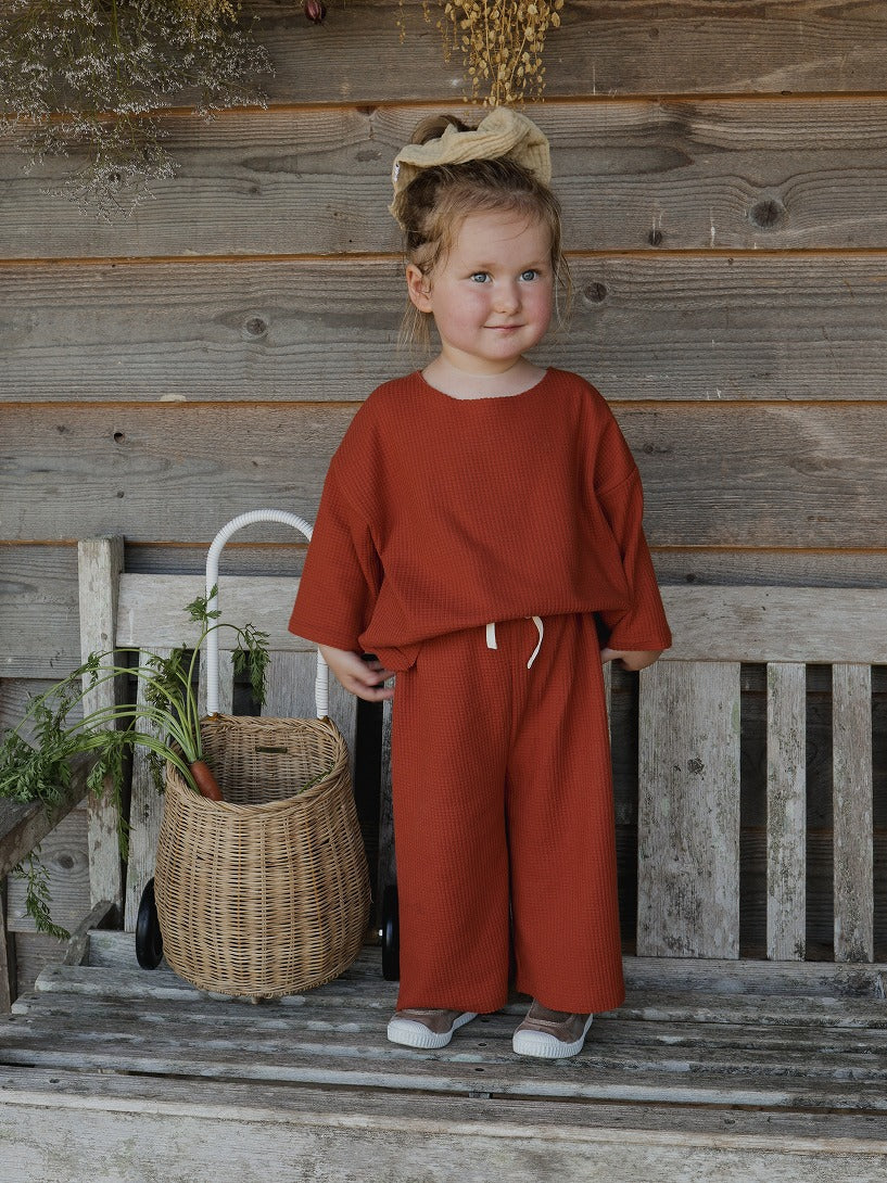 【organic zoo】Paprika Waffle Boxy Sweatshirt スウェット 1-2Y,2-3Y,3-4Y  | Coucoubebe/ククベベ